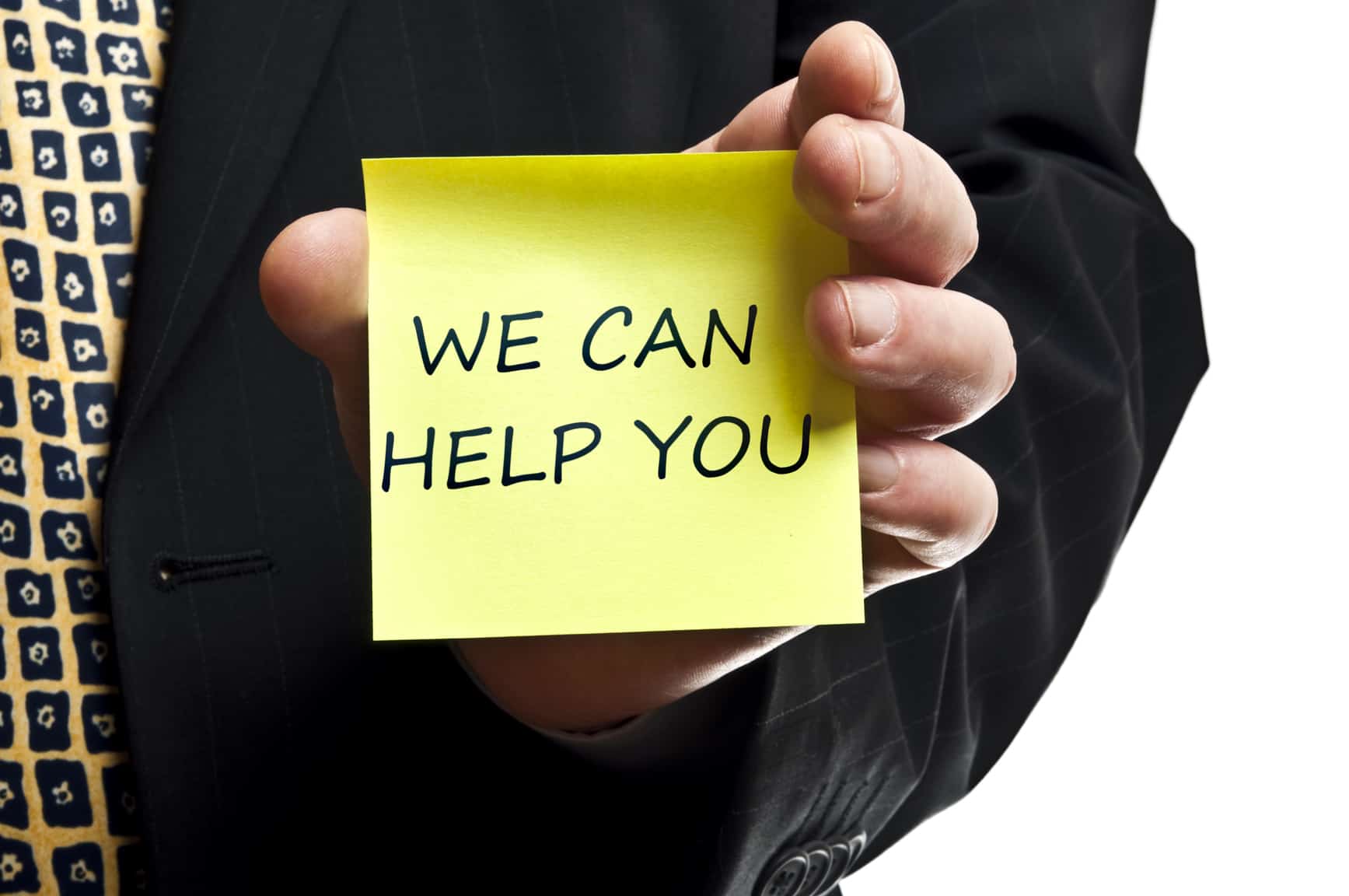 We can help you notice We can help you post it in business man hand